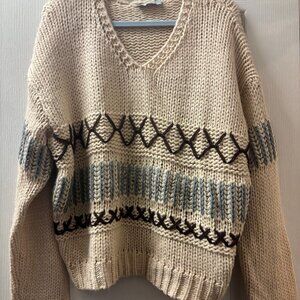 LeAnn V Neck Sweater - Oatmeal - M